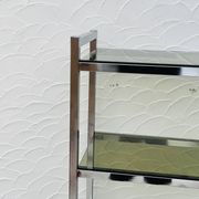 Vintage Italian design shelf in chrome and smoked glass from the 1970s.
