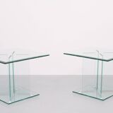Pair of full Glass side tables or Sofa tables 1980s