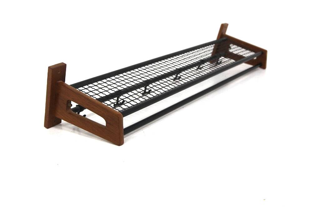 Scandinavian teak and metal coat rack, Sweden, 1970