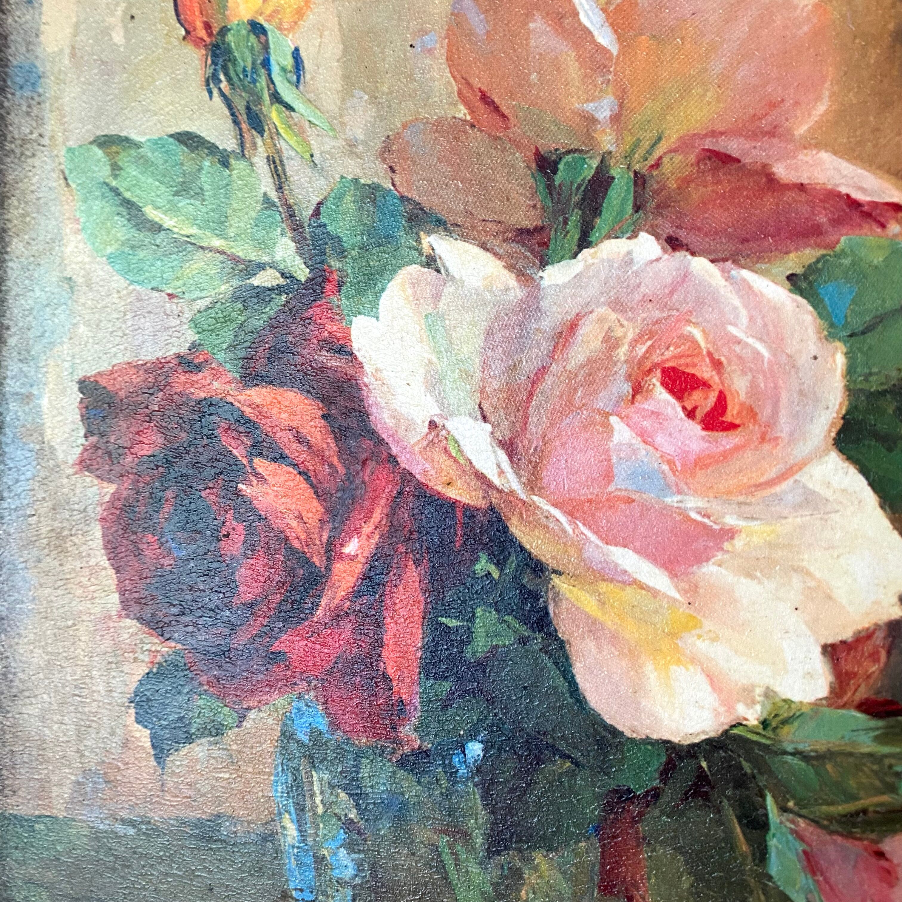 Peinture fleurs  impression d'art sur bois Roses
