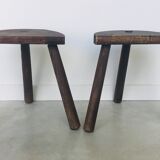 Pair of vintage tripod farm stools