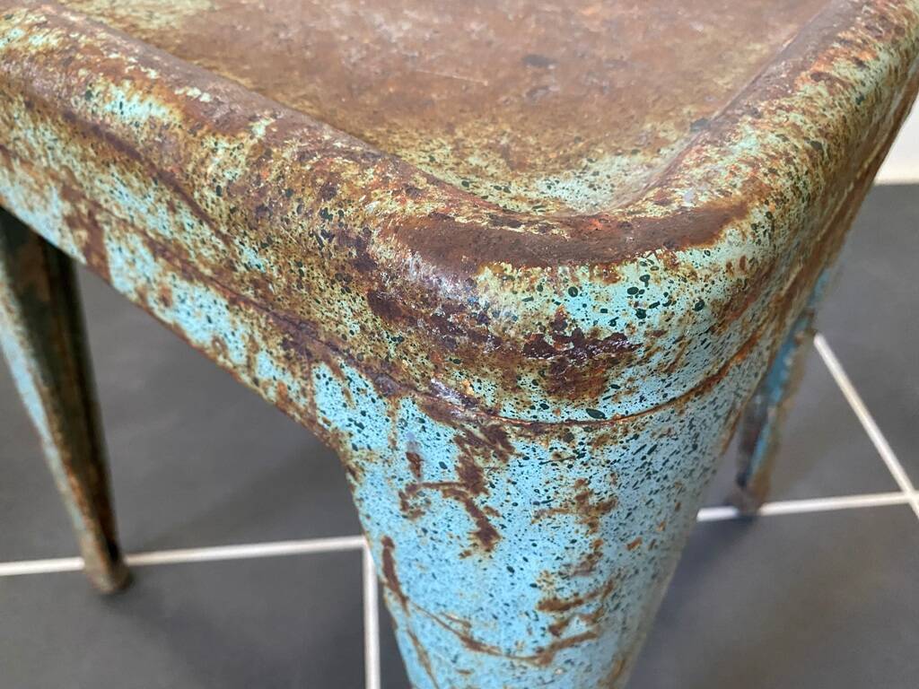 Authentic vintage industrial tolix metal stool by Xavier Pauchard 1950 n1