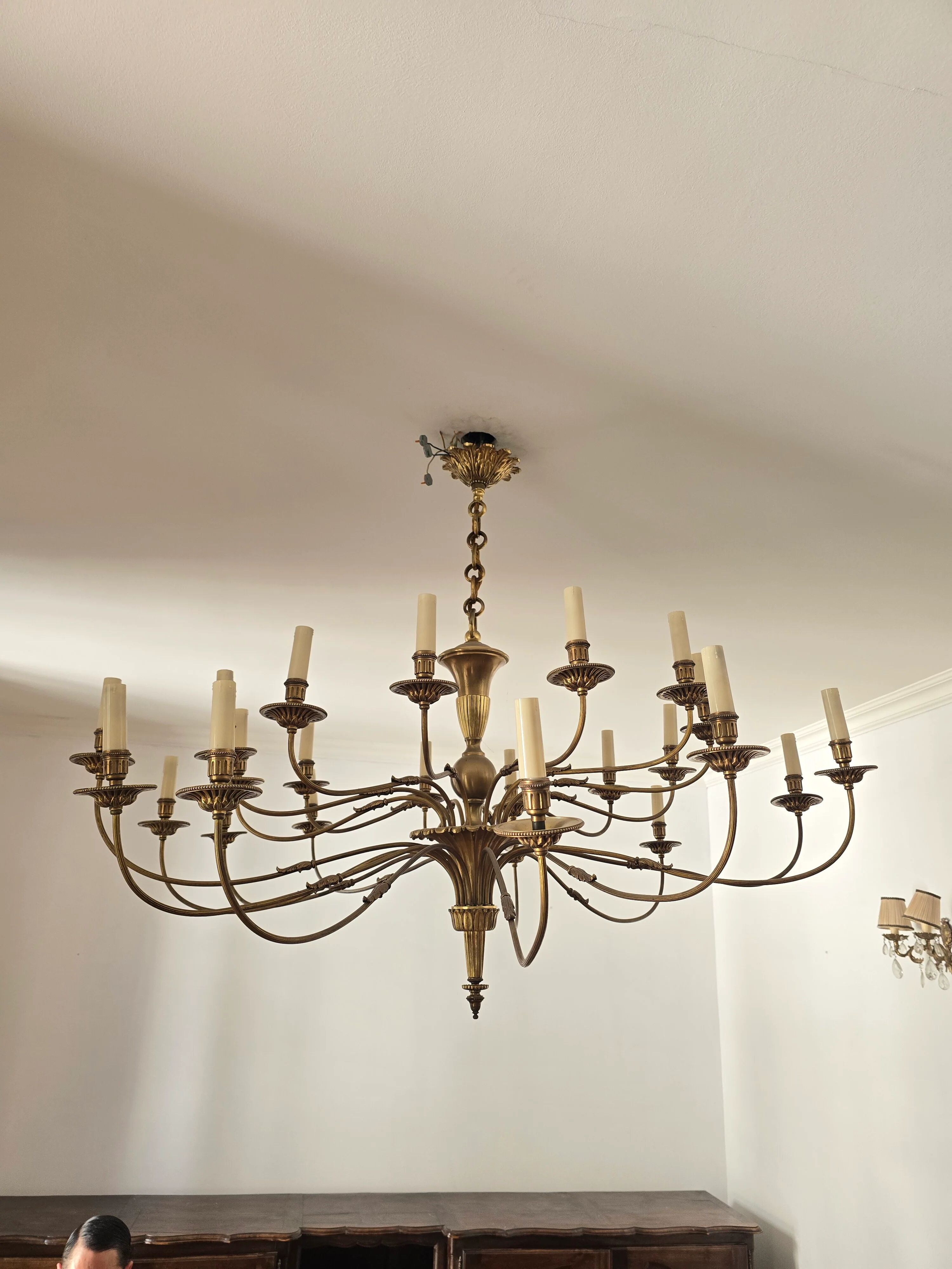Large solid brass chandelier with 24 lights