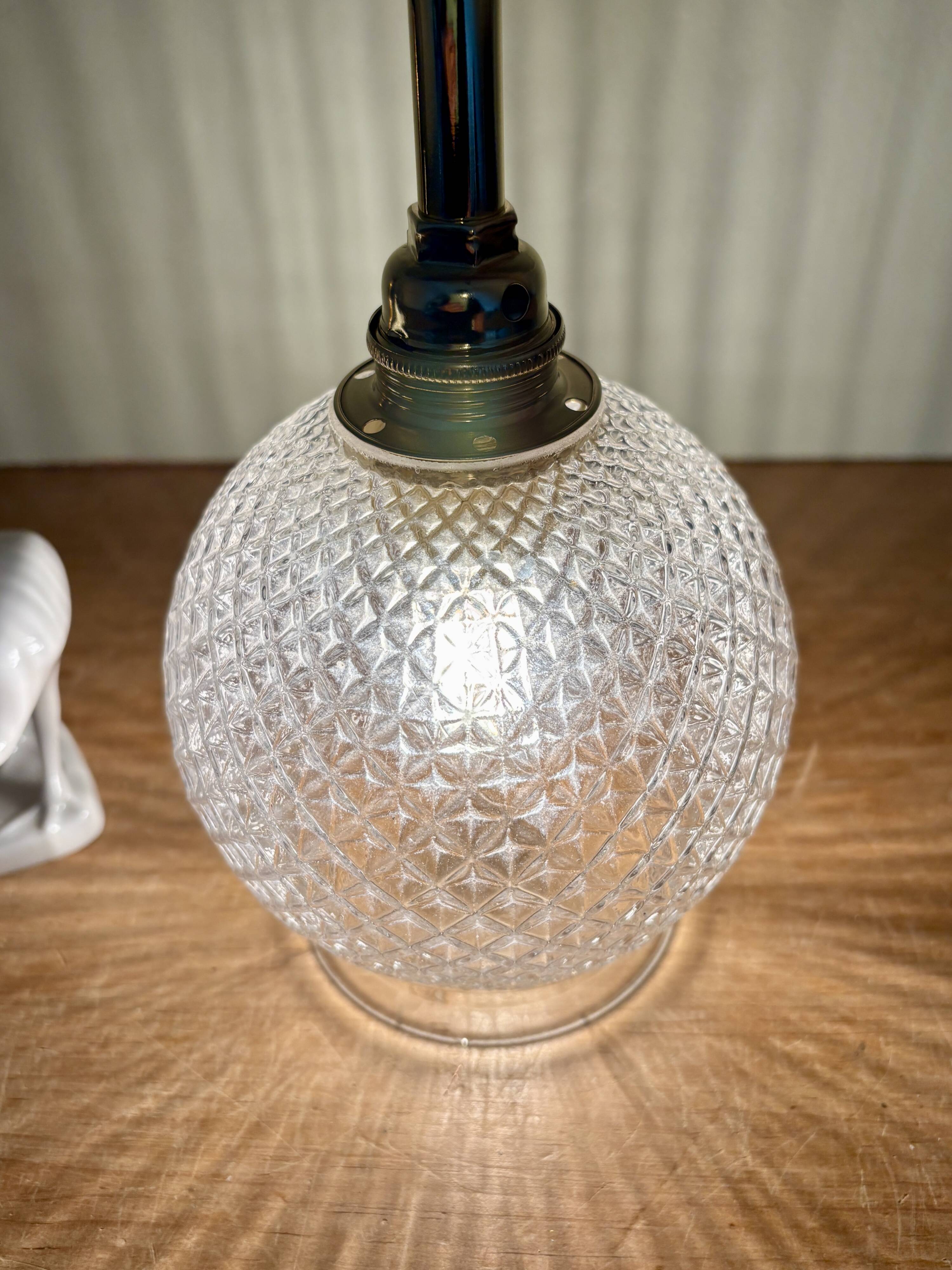 Vintage glass globe angled wall light