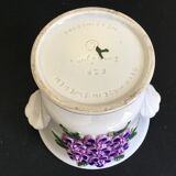 Ceramic pot holder carries purple plant Ljung Rosa suede