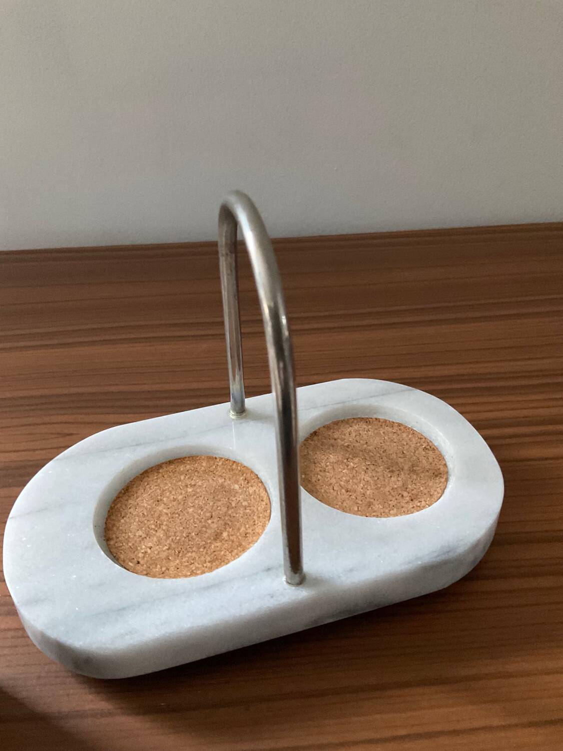 Vintage white marble salt and pepper shaker set