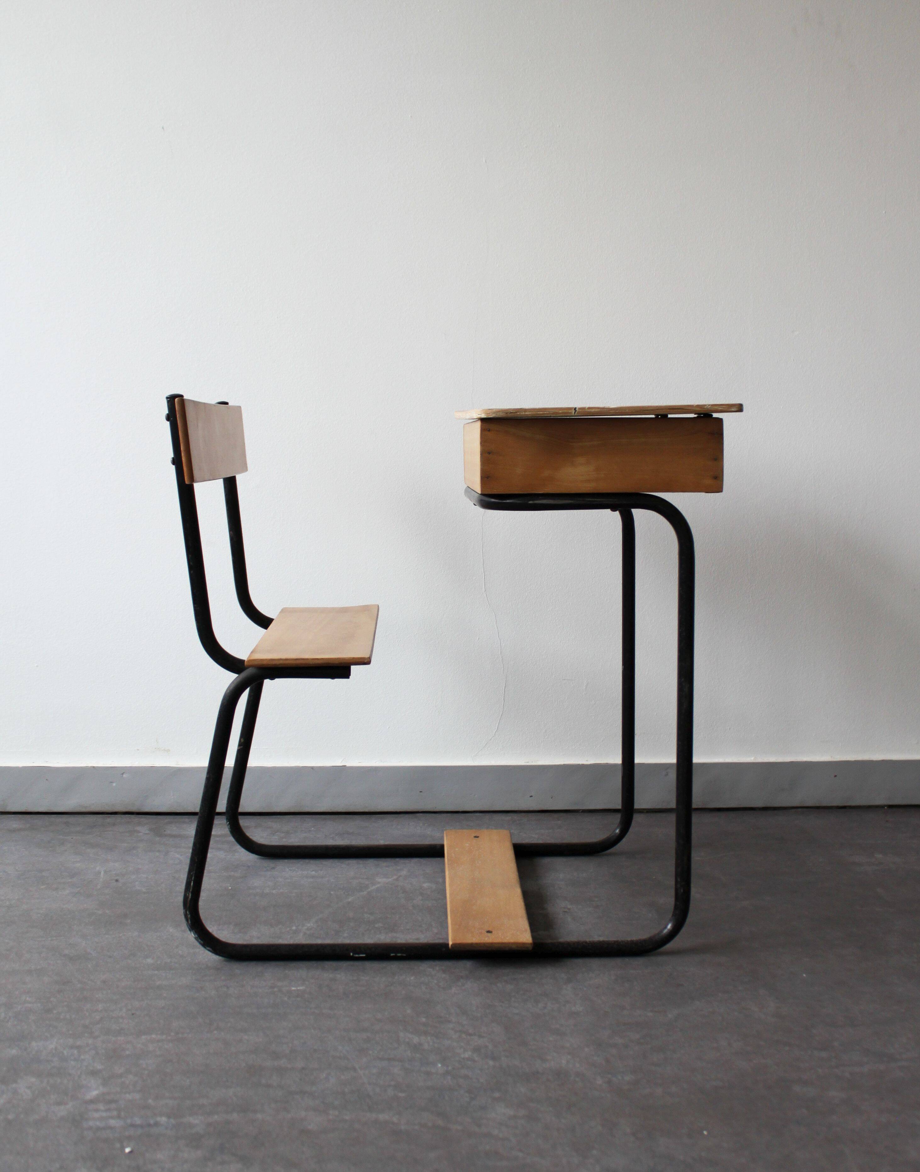 Vintage wooden school desk.
