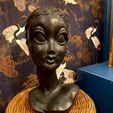 Vintage black Twiggy hat head.