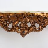 20th century wood-carved Louis XV style console with marble top, France ca. 1970