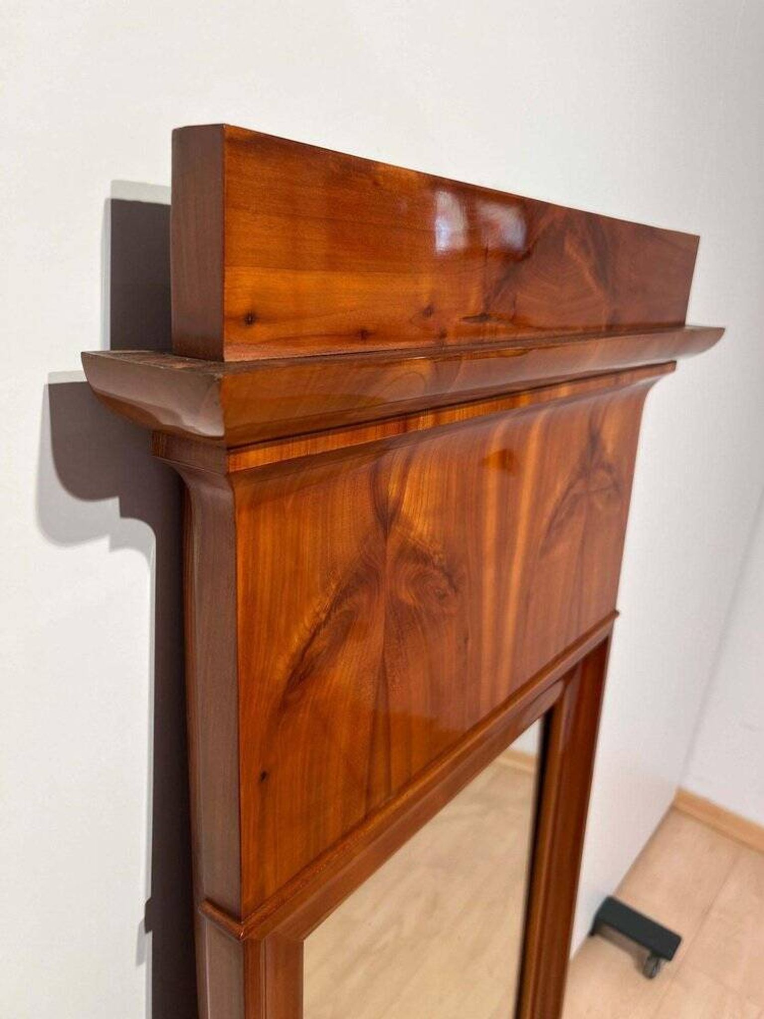 Biedermeier Wall Mirror in Cherrywood Veneer, South Germany, 1830s