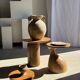 Petrified wood catchall or dish in light grey with rings D27x25 -3320