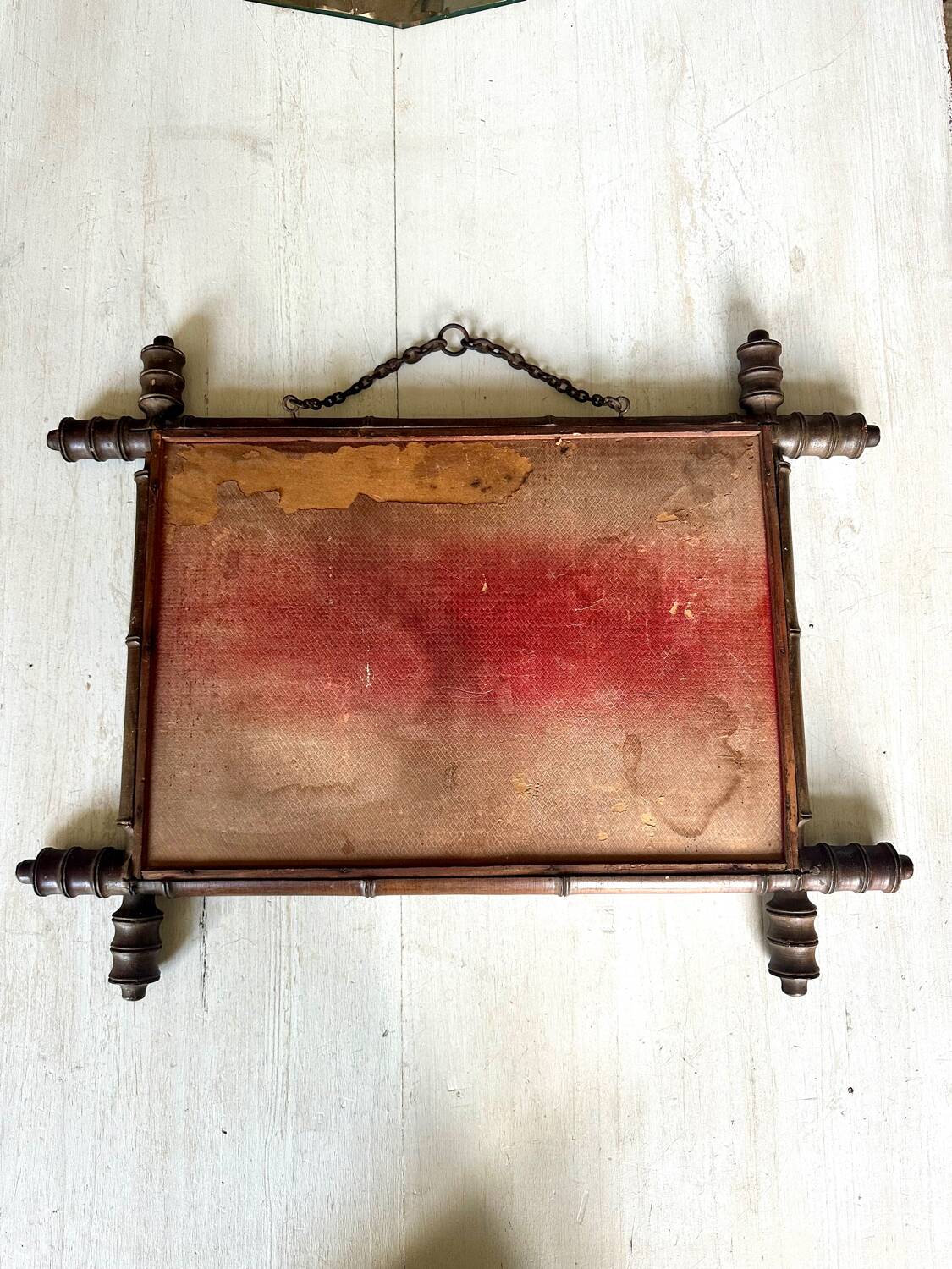 Bamboo-shaped wooden mirror