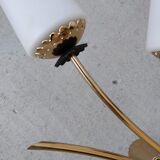 Chandelier supension gilded brass and glass years 50-60