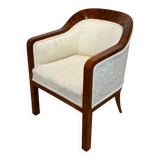 Biedermeier Bergege Chair in Walnut & Creme Velvet, Austria, 1840s
