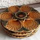 Four oyster plates in sarreguemines / vintage polychrome dabbling