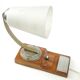 Art Deco wall lamp, nickel-plated brass, walnut wood, Czechoslovakia, 1950s