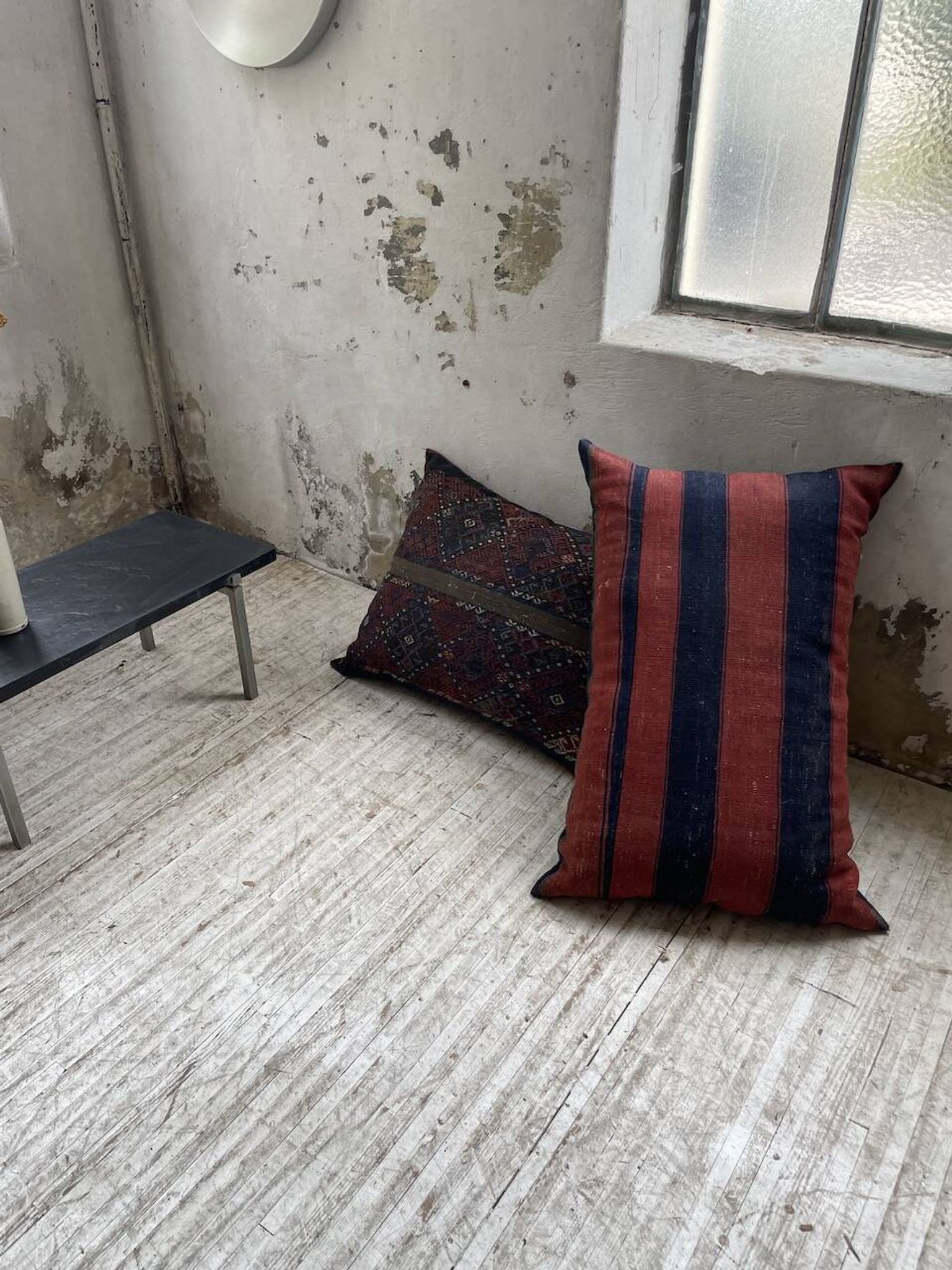 Pair of vintage XXL Kilim cushions