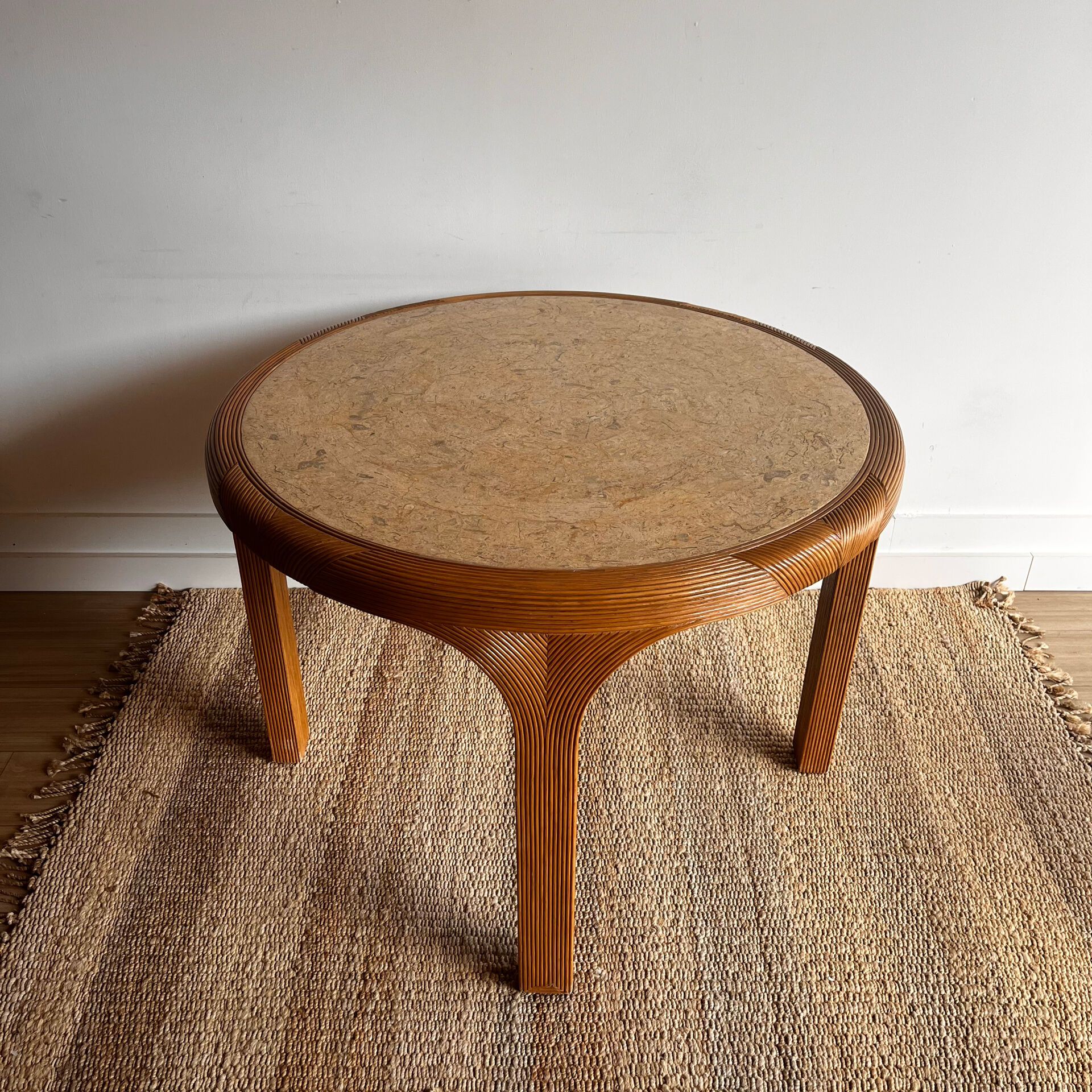 Vivai del Sud rattan dining table — Italy, 1970s
