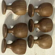 Porte-coquetiers vintage en bois tourné – 6 pièces – Années 50