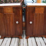 Pair of Vintage 1940 bedside tables with marble.