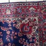 Tapis Kerman Antique – Laine Bleue Vive & Rouge – 117 x 218 cm
