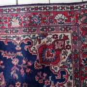 Tapis Kerman antique en laine bleue et rouge