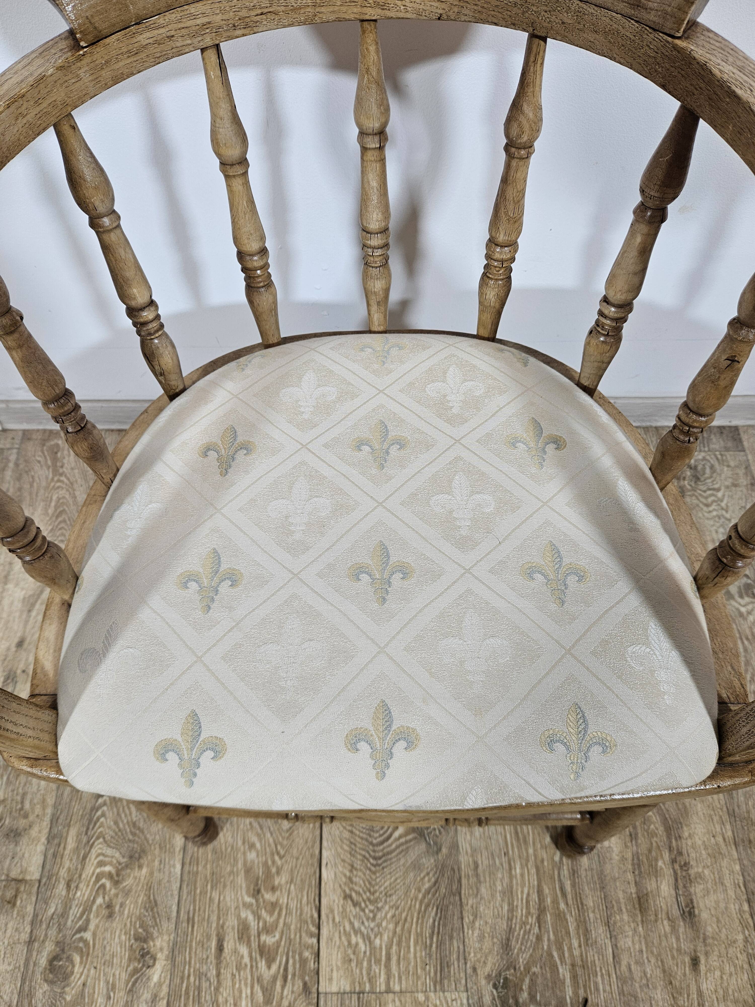 Chaise de capitaine rustique antique, 19e siècle