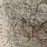 Lithograph and map of Asia of 1922