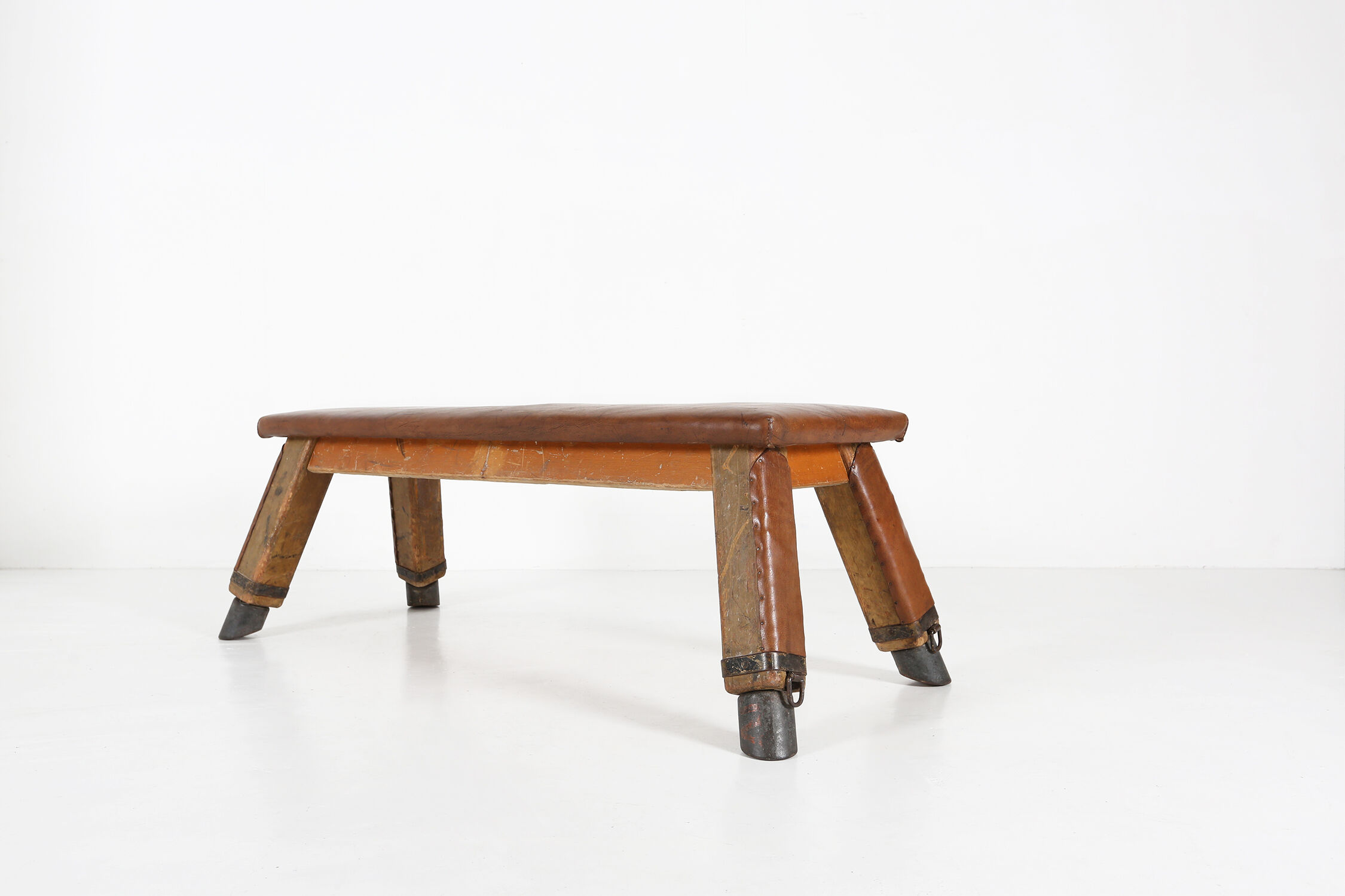 Industrial leather bench ca.1920