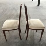 Pair of English chairs in beige velvet