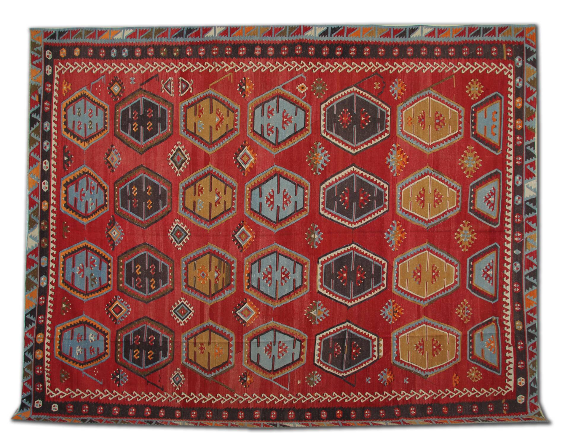 Rare Handmade Sarkishla Kilim Oriental Rug Antique Wool Turkish Kilim
