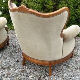 Velvet sofa and 2 armchairs