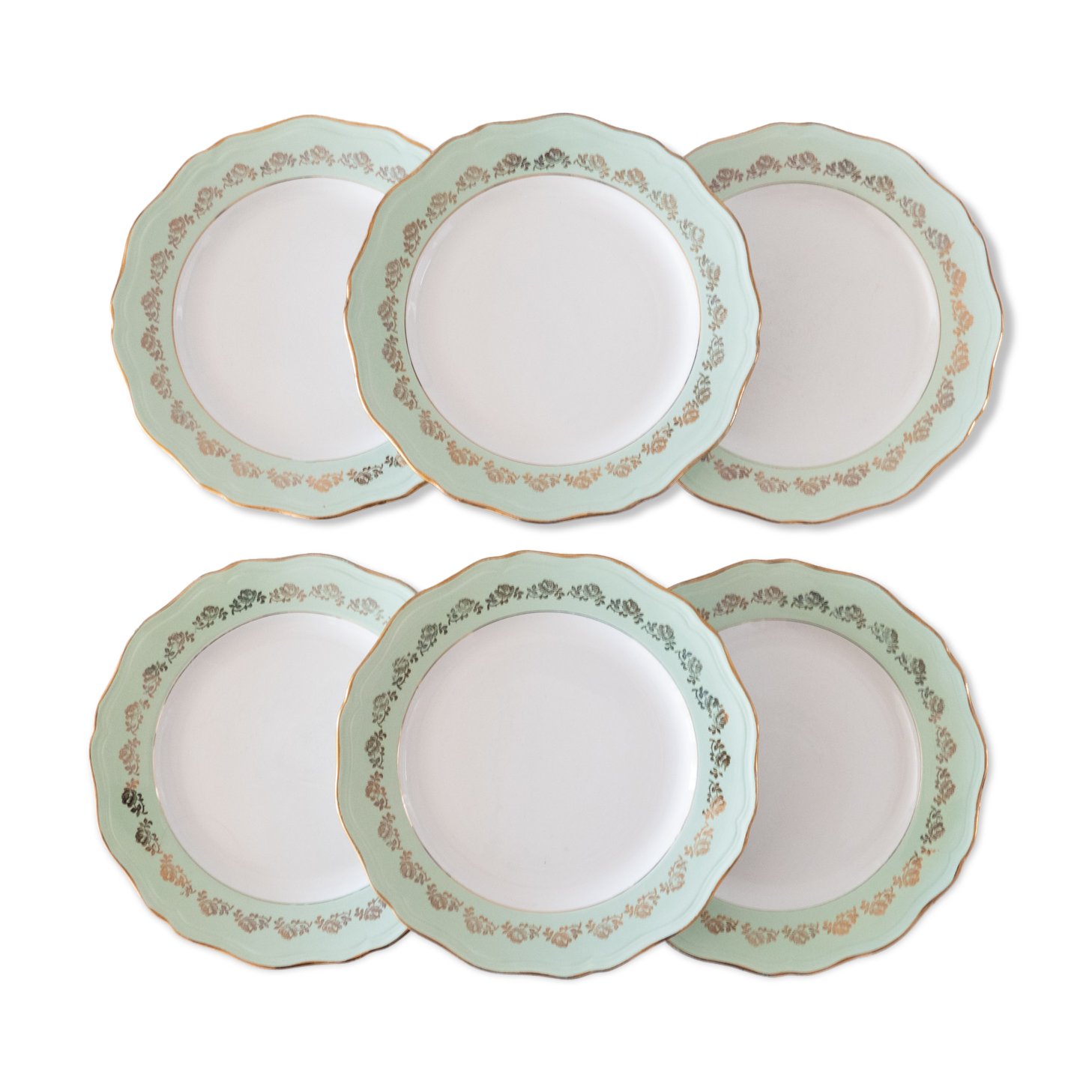 6 flat plates old l'Amandinoise vertes
