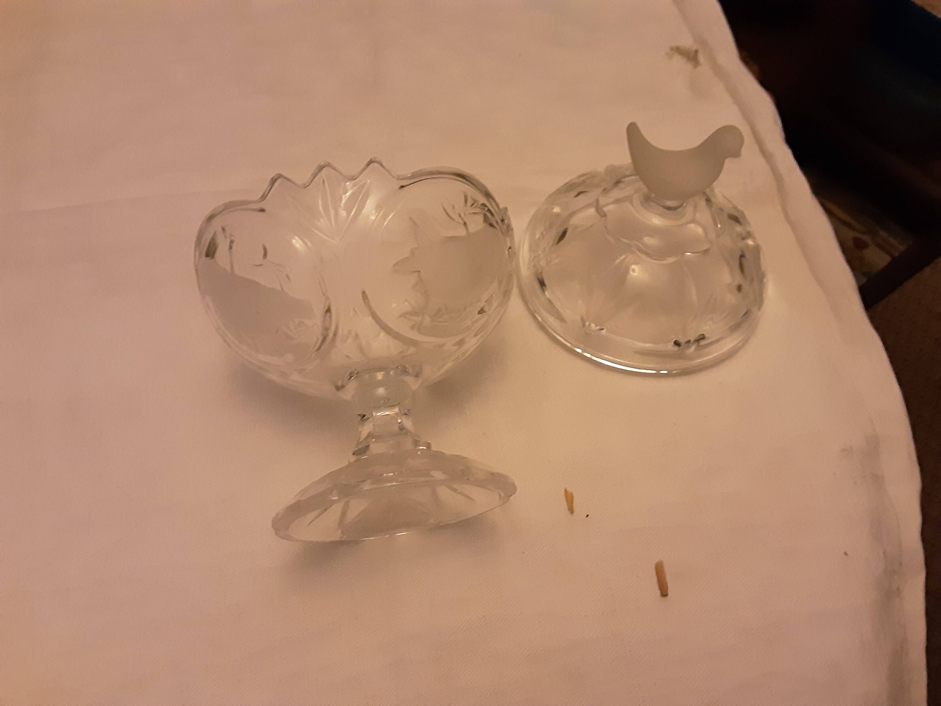 Crystal sugar birds-cut sugar bowl with frosted cutter