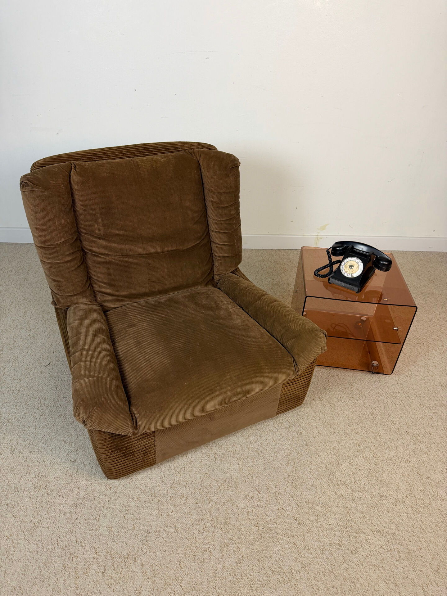 Steiner lounge chair in brown corduroy – 1970s