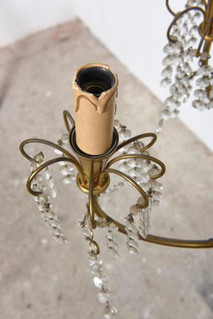 Candlestick Waterfall mid century brass and Crystal 1950 s