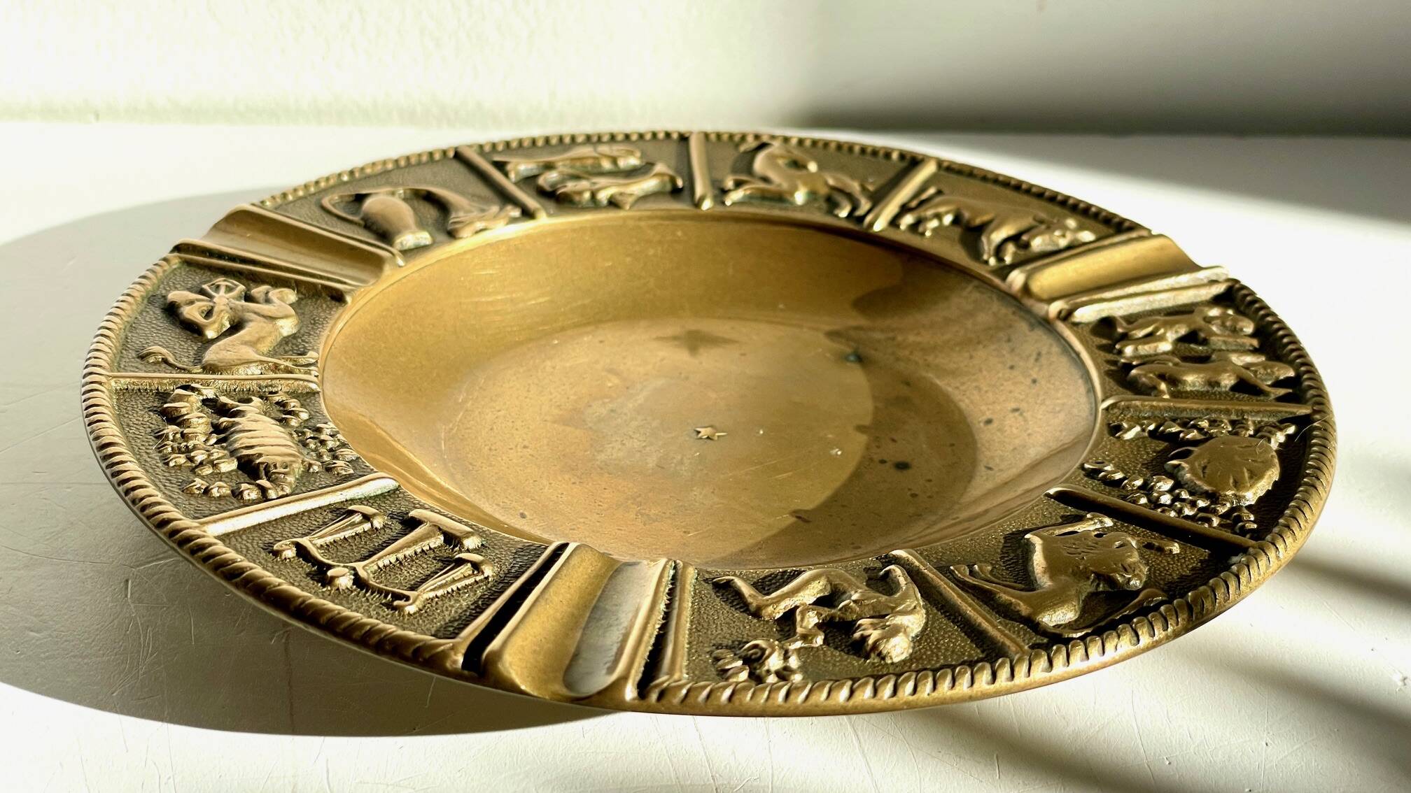 CENDRIER Signes du Zodiaque BRONZE Vintage