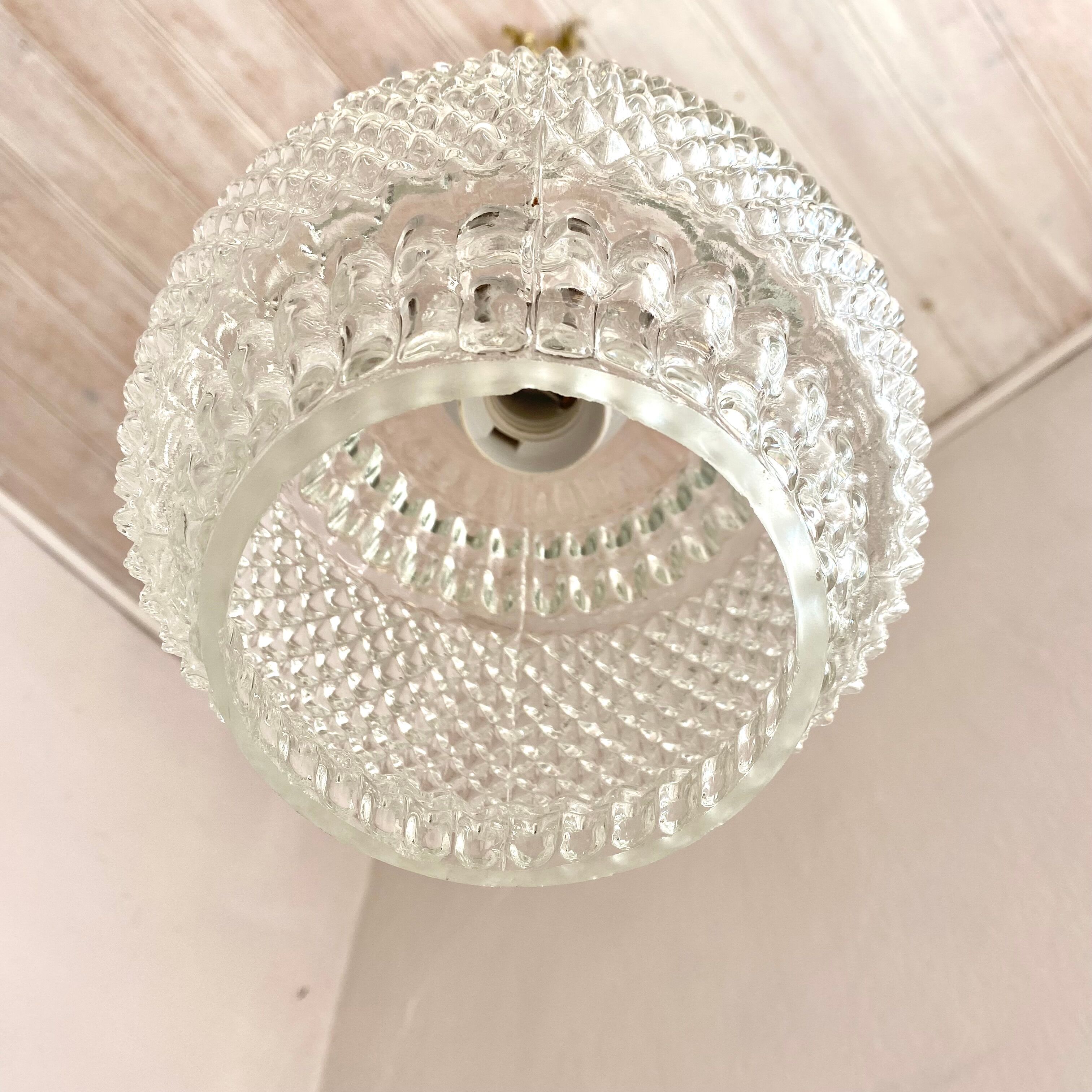 Vintage pendant lamp in molded glass