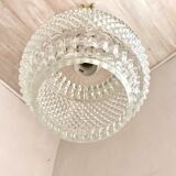 Vintage pendant lamp in molded glass