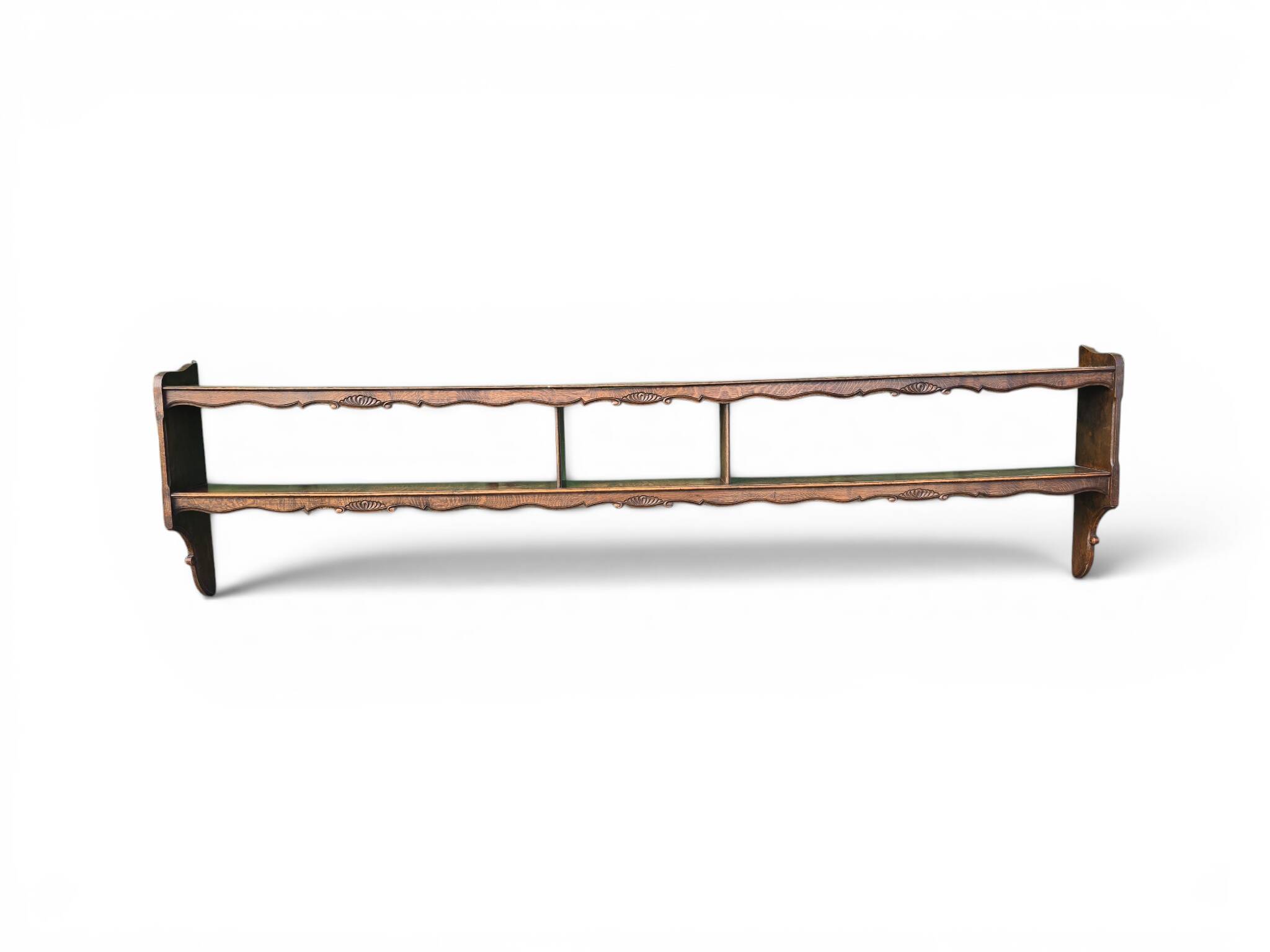 Large antique wall shelf in carved oak