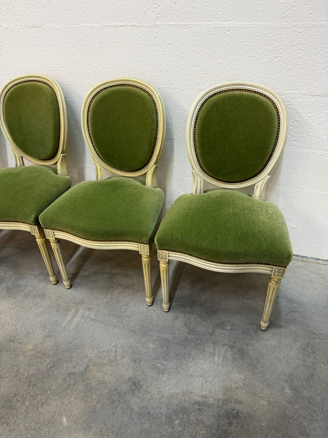 4 studded Louis XVI medallion chairs