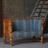 Oak canapé adorned with original upholstery, Nordic classicism, Sweden, 1930s.