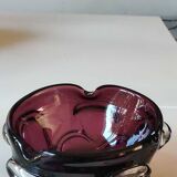 Murano pocket emptier. Organic/Corolla floral design. In purple blown glass. Diam 15 cm