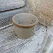 Vintage cheese draining pot in antique stoneware