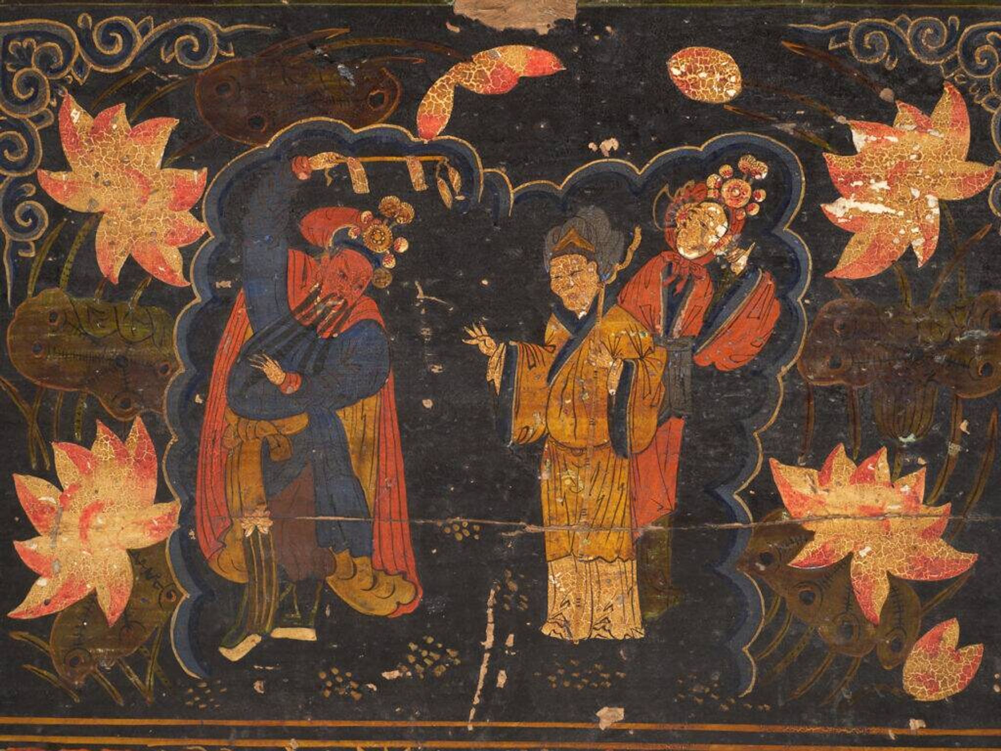 Antique Chinese chest painted in pine wood – China, circa 1900
