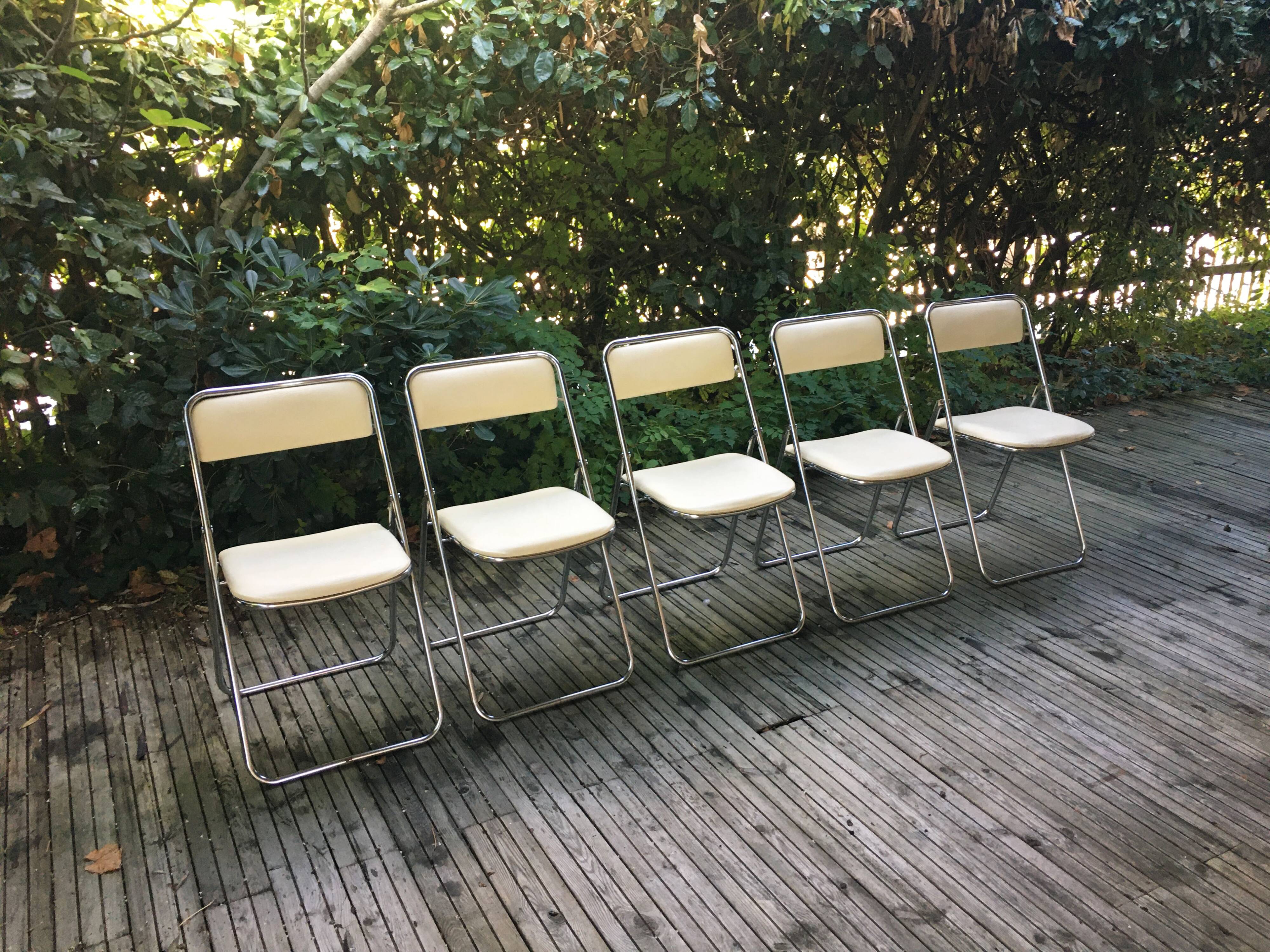 Set of 5 folding chairs 1970 chrome