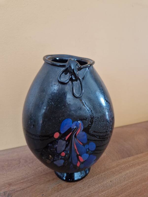 Robert Pierini (Born in 1950) - Matte black blown glass vase - 1985 - Biot