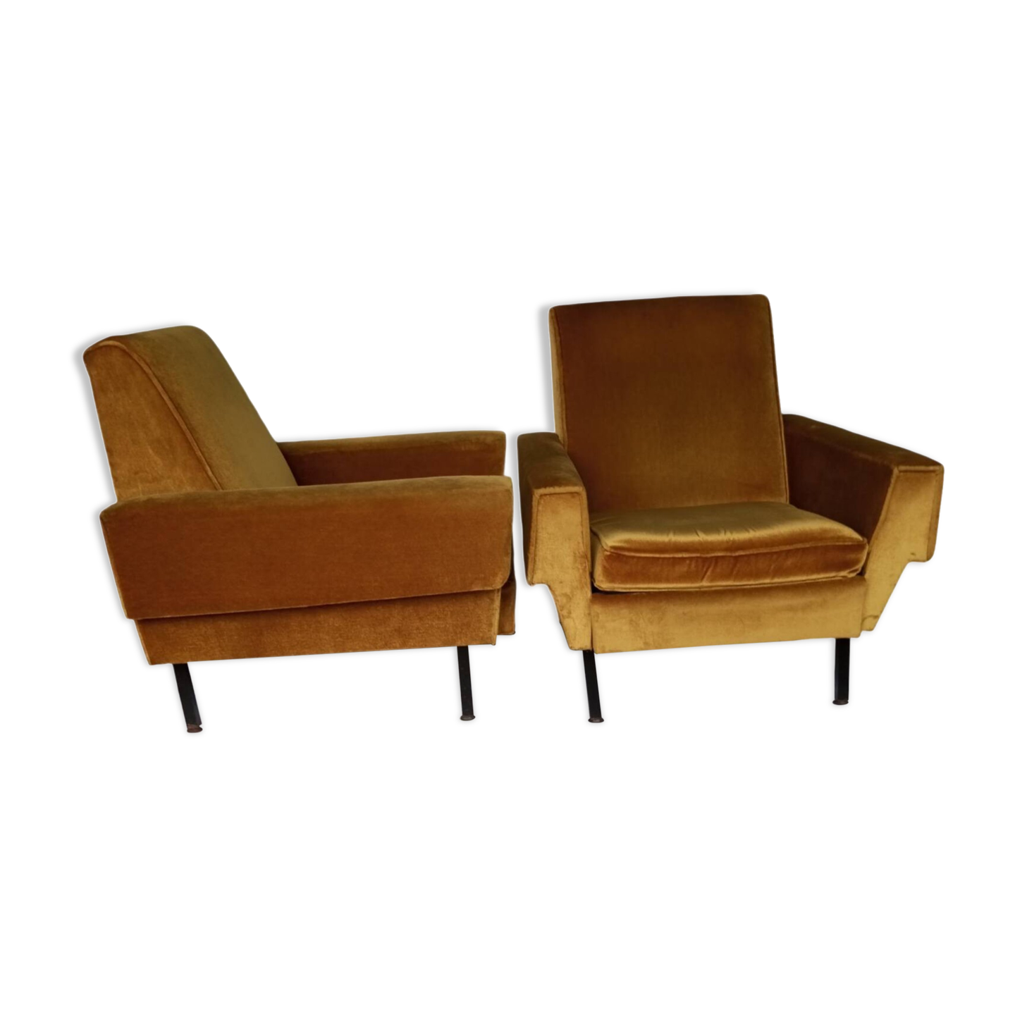 Vintage yellow velvet armchairs