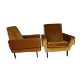 Vintage yellow velvet armchairs