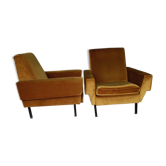 Vintage yellow velvet armchairs